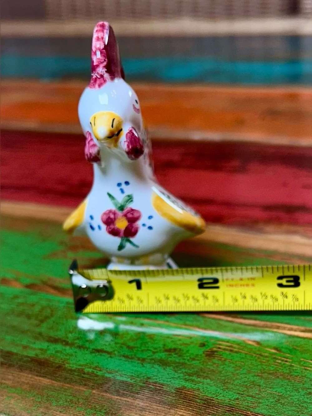 Vintage Portuguese Good Luck Rooster Figurines Hand Painted Pair Signed
